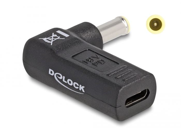 Delock Laptop töltőkábel adapter USB Type-C anya - Samsung 5,5 x 3,0 mm apa 90 fokban hajlított (60013) Delock Laptop töltőkábel adapter USB Type-C anya - Samsung 5,5 x 3,0 mm apa 90 fokban hajlított (60013)