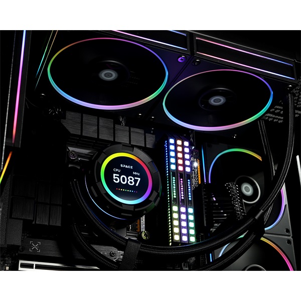 ID-Cooling CPU Water Cooler - Space SL240 (13.8-30.5dB; max. 132,52 m3/h; 2x12cm, A-RGB LED, fekete)