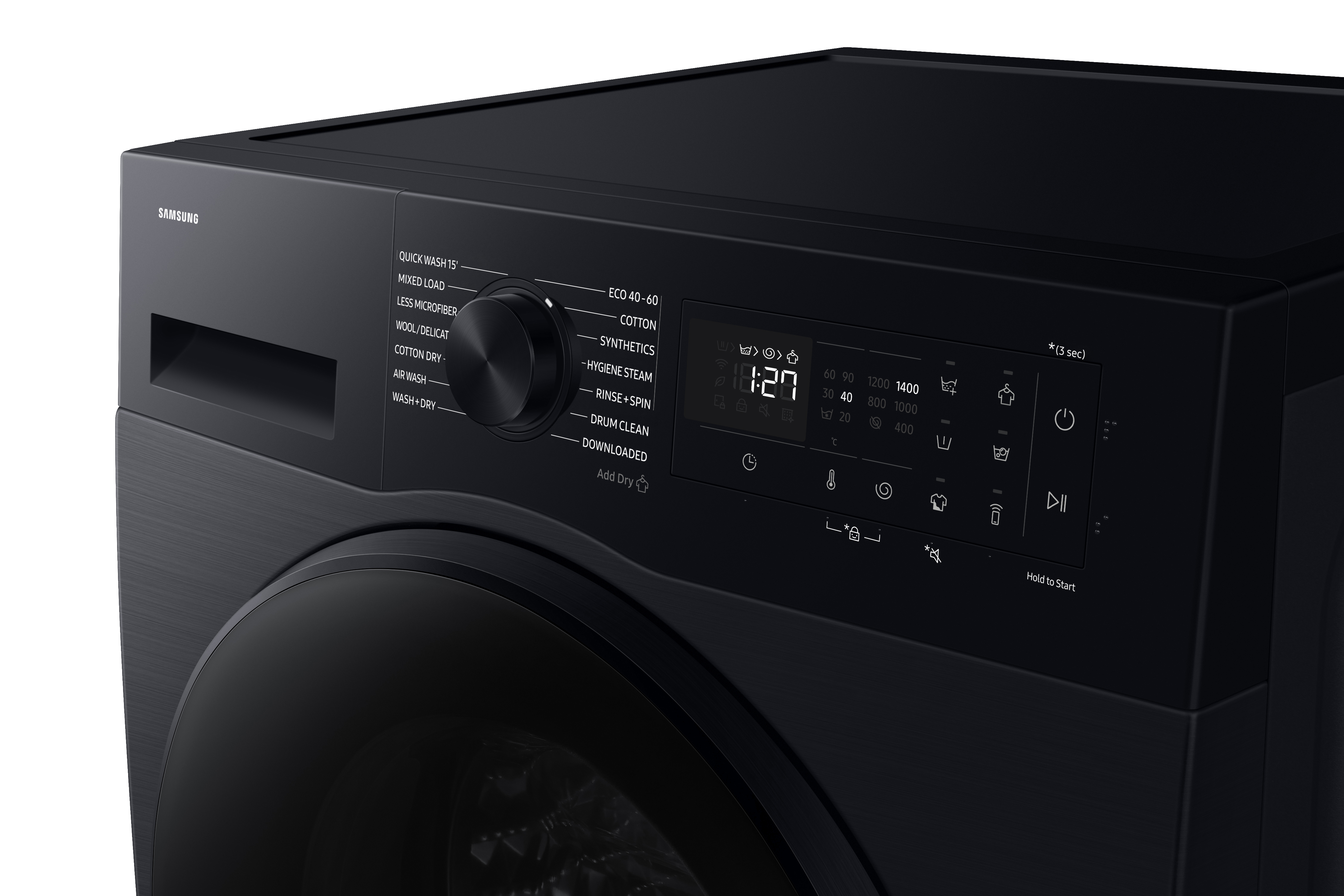 Samsung WD11DG5B15BBLE Elöltöltős mosó- és szárítógép – 11 kg, 1400 ford./perc, D Energiaosztály, SmartThings App Támogatás, SmartThings AI energia üzemmód, AI Ecobubble, Higiénikus Gőz, Fekete