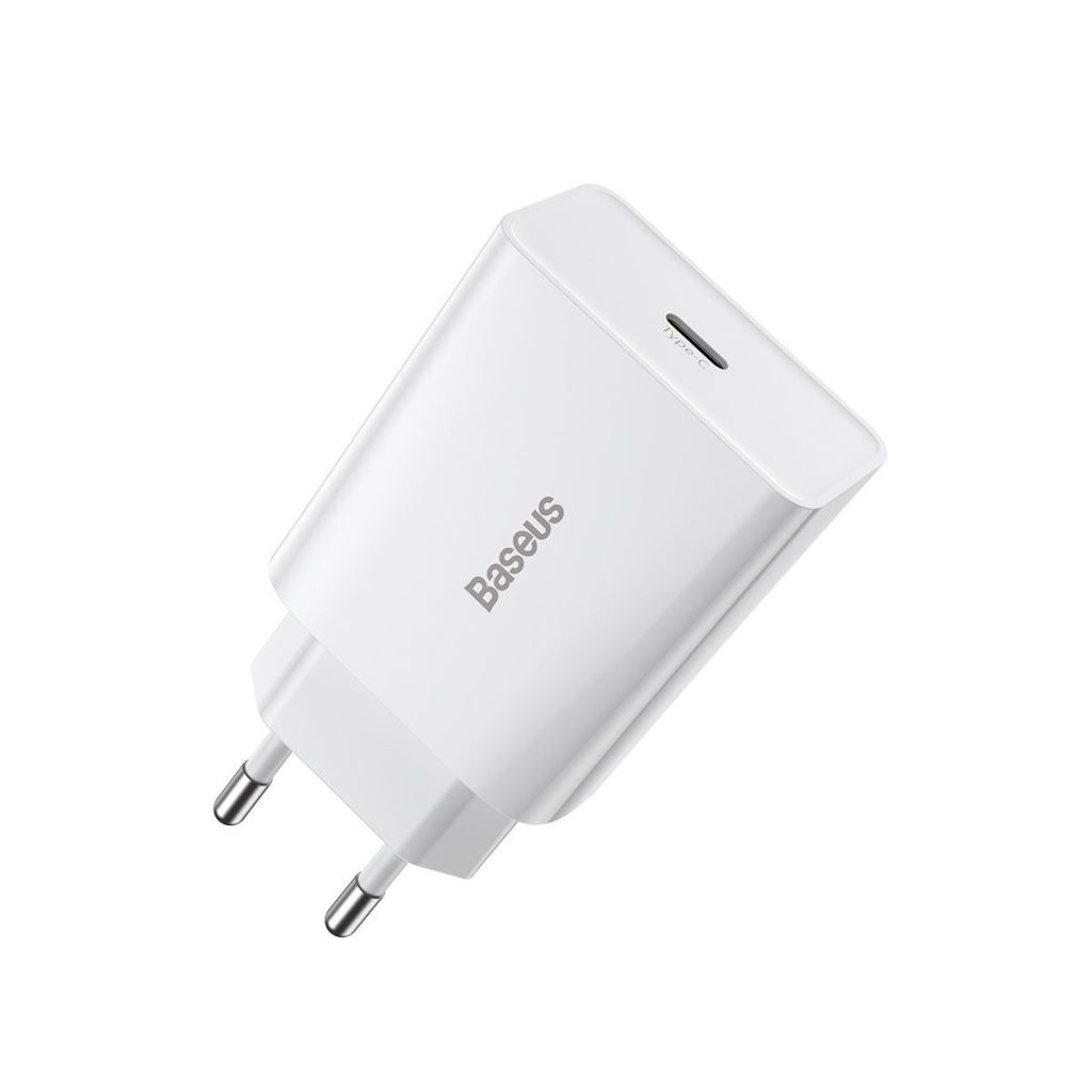 Baseus speed mini gyorstöltő, USB + USB-C, PD, 3A, 20W, fehér (CCFS-SN02)