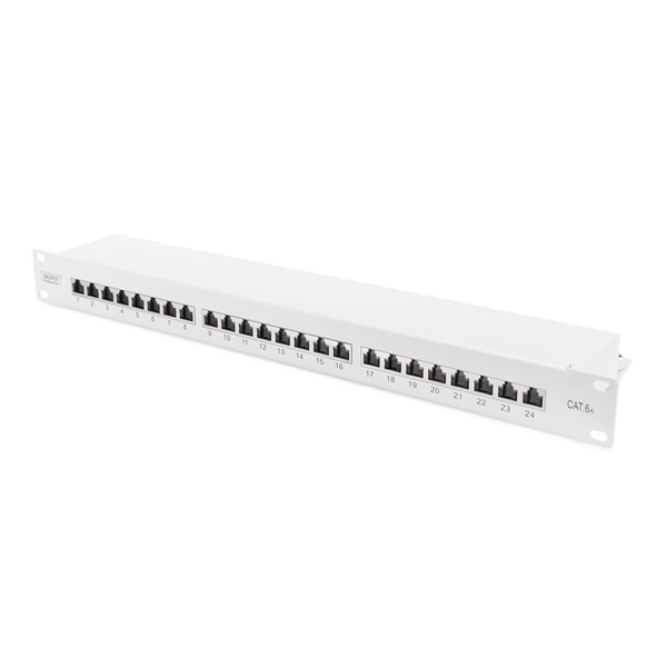 Digitus DN-91624S-EA patch panel 24 port 1U 19" CAT6a árnyékolt fehér Digitus DN-91624S-EA patch panel 24 port 1U 19" CAT6a árnyékolt fehér