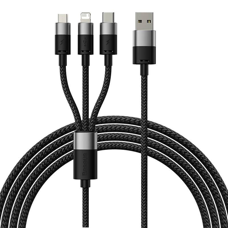 Baseus 3in1 USB - USB-C + Micro + Lightning kábel 3.5A 1.2m fehér (CAXS000001) Baseus 3in1 USB - USB-C + Micro + Lightning kábel 3.5A 1.2m fehér (CAXS000001)