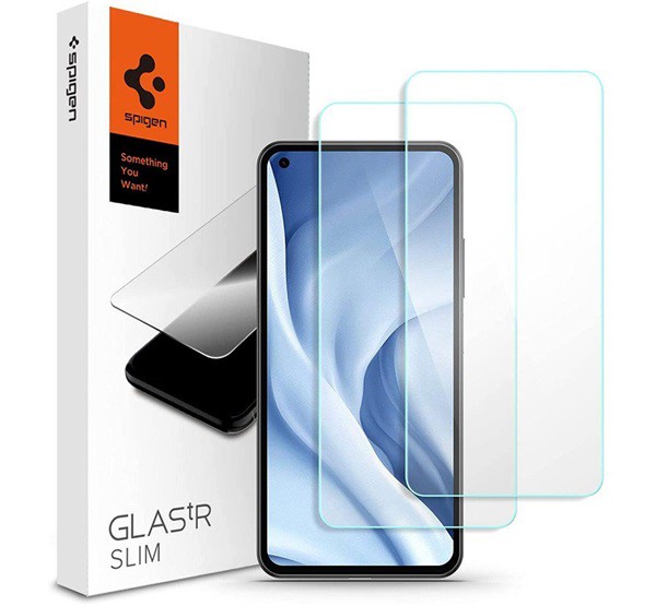 SPIGEN SLIM képernyővédő üveg 2db (2.5D, extra karcálló, tokbarát, ultravékony, 0.2mm, 9H) ÁTLÁTSZÓ [Xiaomi 11 Lite 5G NE]
