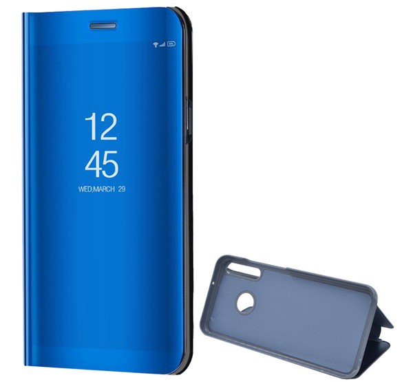 Tok álló (aktív FLIP, oldalra nyíló, asztali tartó funkció, tükrös felület, Mirror View Case) KÉK [Huawei P40 Lite E / Y7p]