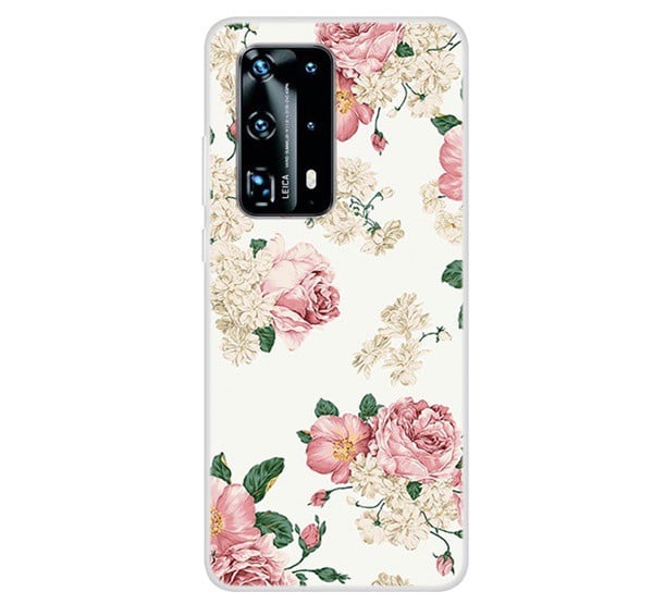Szilikon telefonvédő (bazsarózsa minta) FEHÉR [Huawei P40]