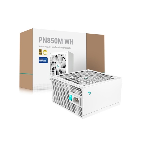 DeepCool 850W PN850-M WH 80 Plus Gold ATX3.1 PCI-E 5.1 fehér Tápegység DeepCool 850W PN850-M WH 80 Plus Gold ATX3.1 PCI-E 5.1 fehér Tápegység
