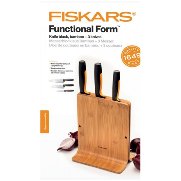 Fiskars Functional Form bambusz 3 késes késblokk Fiskars Functional Form bambusz 3 késes késblokk