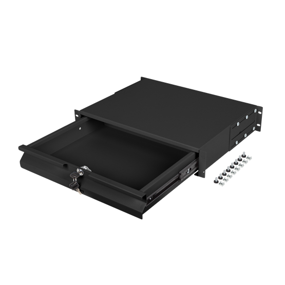 Lanberg 19" fiók 2U/483x360mm 90kg maximum terhelhetőség, 4-pontos szerelés, fekete