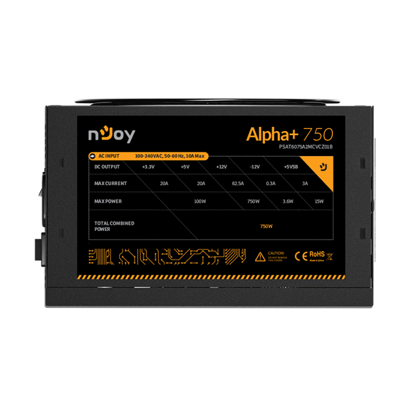 NJOY 750W  Alpha+ 750  80 Plus Gold Moduláris Aktív PFC 12cm Tápegység 