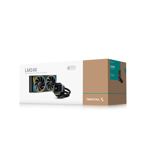 DeepCool   LM240  max 36.07dB  max. 112,52 m3/h  2x12cm  LED kijelző Vízhűtés Fekete