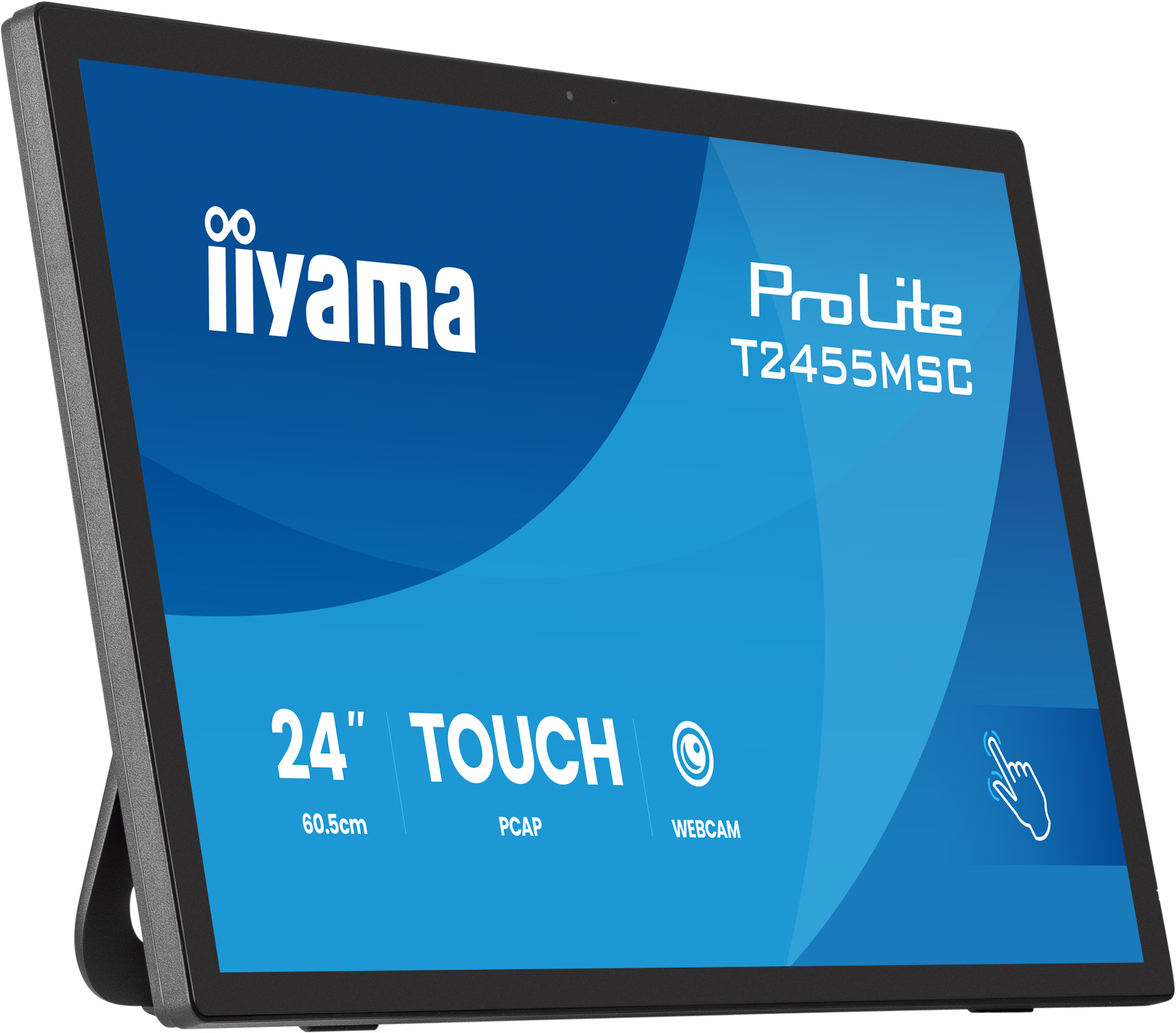 iiyama 23,8" Prolite T2455MSC-B2 IPS LED Monitor - 1920x1080, Full HD, 120Hz, 5ms, Hangszóró, Érintőképernyő,  WEBCAM, Fekete