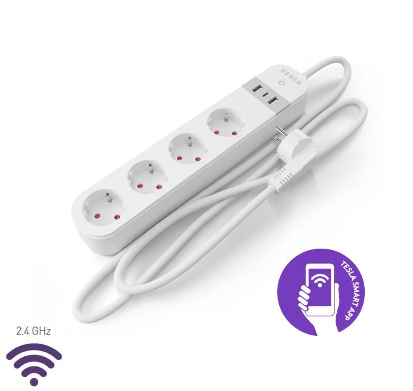 Tesla okos hosszabító 4 aljzat 2xUSBA - USB-C (TSL-SPL-SPS300) Tesla okos hosszabító 4 aljzat 2xUSBA - USB-C (TSL-SPL-SPS300)