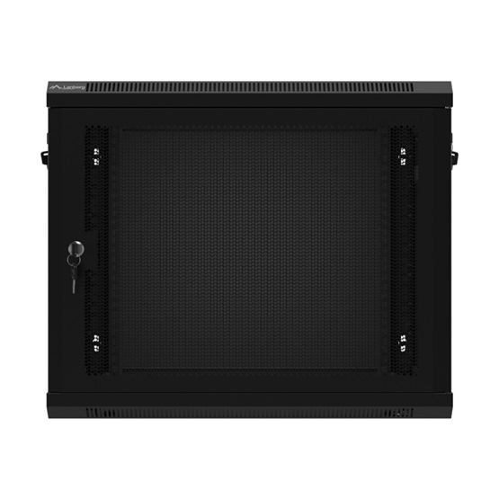 Lanberg 19" fali rack szekrény 9U/600X450 perforált ajtó, lapraszerelt, fekete