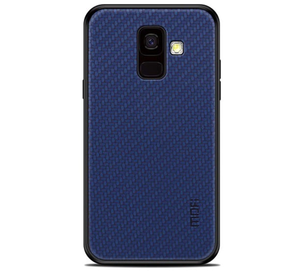 MOFI HONOR műanyag telefonvédő (szilikon keret, bőr hatású hátlap, fonott minta) SÖTÉTKÉK [Samsung Galaxy A6 (2018) SM-A600F]