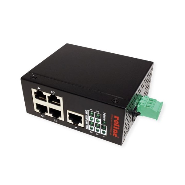 Roline 5x RJ-45  unmanaged  DIN support Ipari Switch