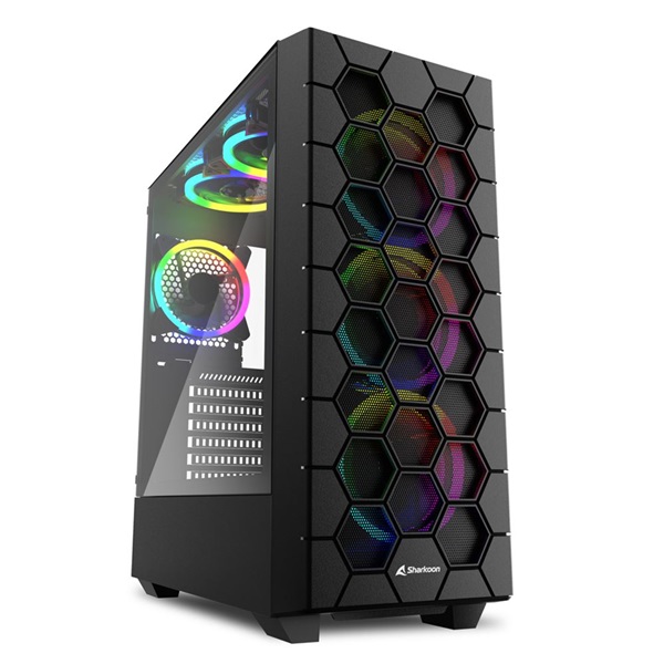 Sharkoon RGB HEX Fekete ATX,mATX mITX RGB LED Számítógépház Sharkoon RGB HEX Fekete ATX,mATX mITX RGB LED Számítógépház