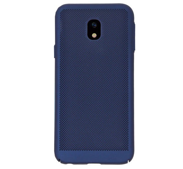 Műanyag telefonvédő (gumírozott, lyukacsos minta) SÖTÉTKÉK [Samsung Galaxy J3 (2017) SM-J330 EU]