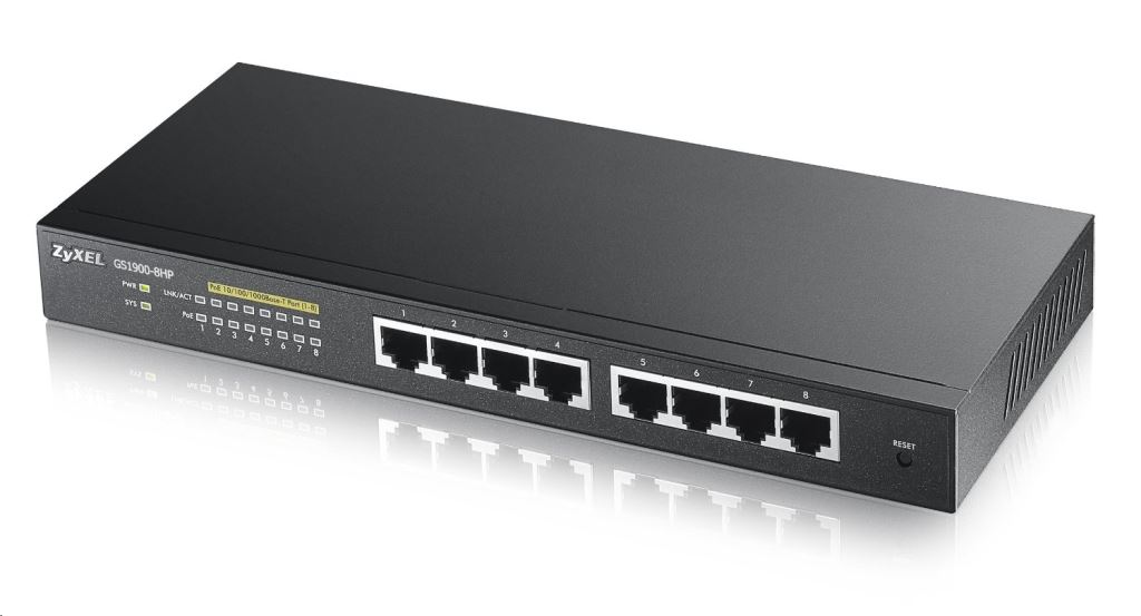 ZyXEL GS1900-8HP 8x1000Mbps Smart Menedzselhető PoE Switch ZyXEL GS1900-8HP 8x1000Mbps Smart Menedzselhető PoE Switch