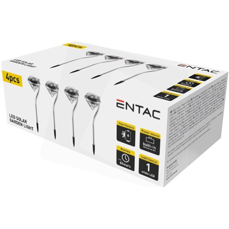 Entac EGSL-SS1LCR30 napelemes kerti lámpa LED 30cm 4db/csomag Entac EGSL-SS1LCR30 napelemes kerti lámpa LED 30cm 4db/csomag