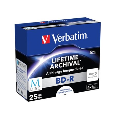 VERBATIM archiváló nyomtatható  M-DISC 25GB  4x, 1 db normál tok  BD-R BluRay lemez