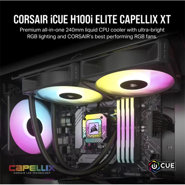 CORSAIR iCUE H100i ELITE CAPELLIX XT, 240mm Radiator, Liquid CPU Hűtő