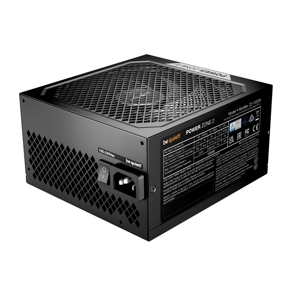 Be Quiet! 1000W  POWER ZONE 2 80+ Platinum  ATX3.1  moduláris  félpasszív ventilátor Tápegység Fekete 