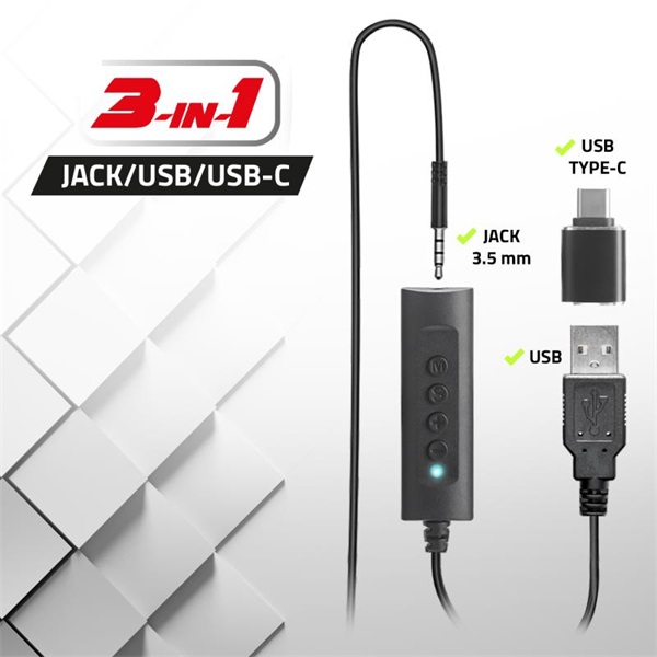 Advance SMARTPHONICS 350  3,5mm Jack/USB  1,5m kábel  fekete Fejhallgató 