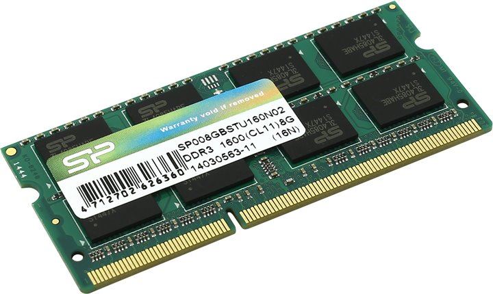 Silicon Power 8GB DDR3 1600MHz notebook RAM - SP008GBSTU160N02