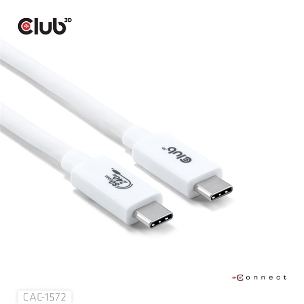 Club3D Kábel -  (USB4 Type-C, 240W PD, 80Gbps, 8K240Hz, 4K540Hz, Bidirectional, 1,2m, fekete) (CAC-1572)