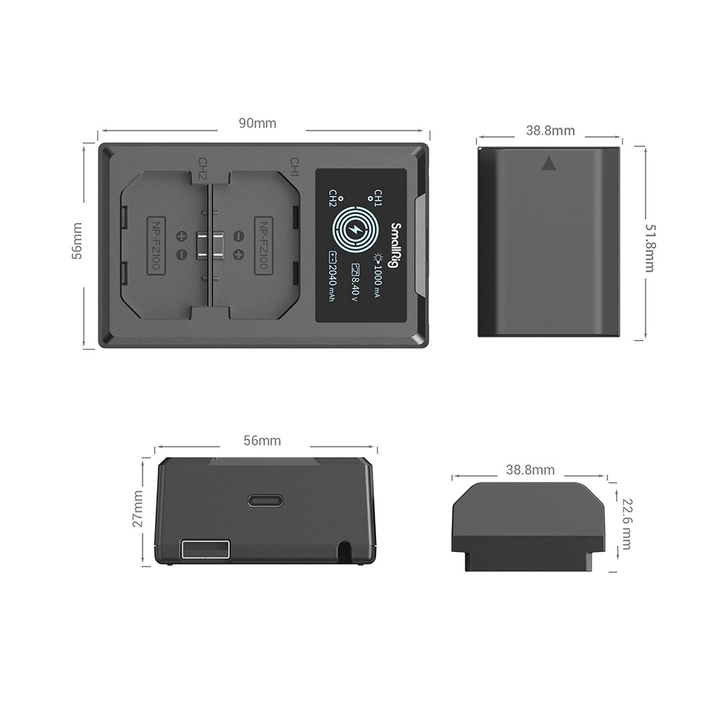 SMALLRIG NP-FZ100  Kit 3824B Fényképezőgép akkumulátor és töltő