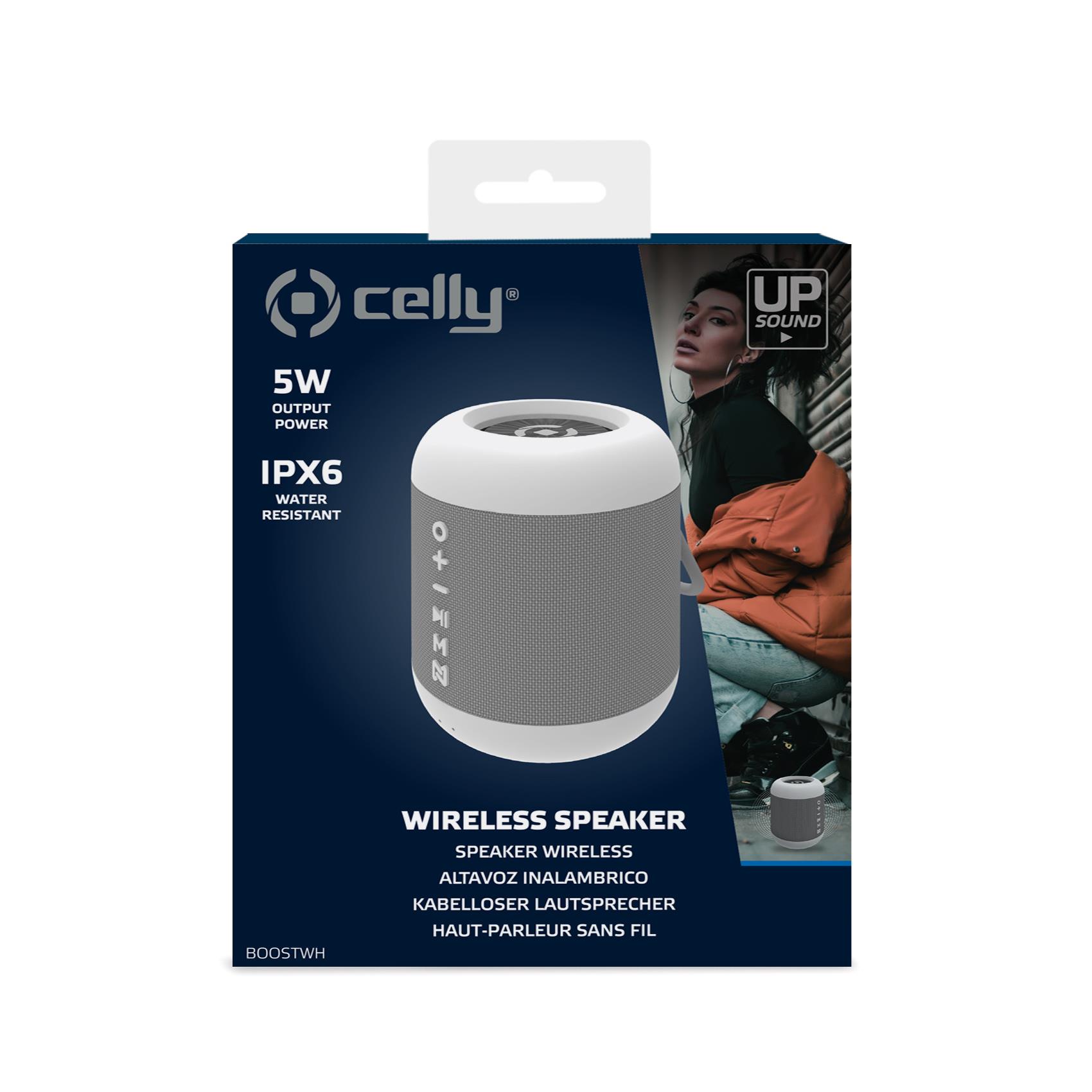 Celly Boost hordozható, vízálló Bluetooth hangszóró, TWS, 5W, 4óra üzemidő, fehér Celly Boost hordozható, vízálló Bluetooth hangszóró, TWS, 5W, 4óra üzemidő, fehér
