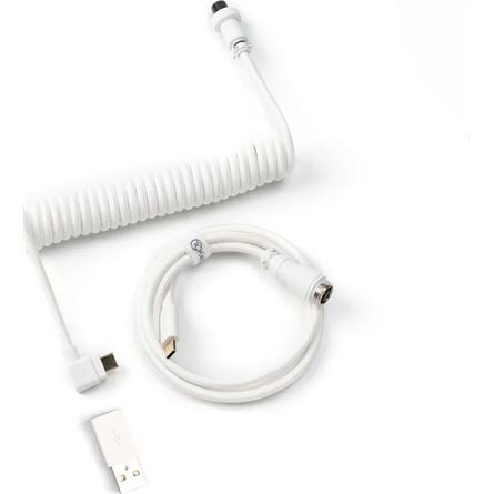 Keychron Coiled Aviator USB-C -> USB-C apa/apa adatkábel 1.36m fehér 90°/egyenes (CAB-9)