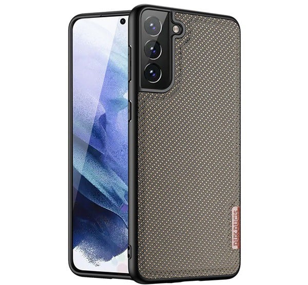 DUX DUCIS FINO szilikon telefonvédő (műanyag belső, közepesen ütésálló, rács minta) BARNA [Samsung Galaxy S21 Plus (SM-G996) 5G]
