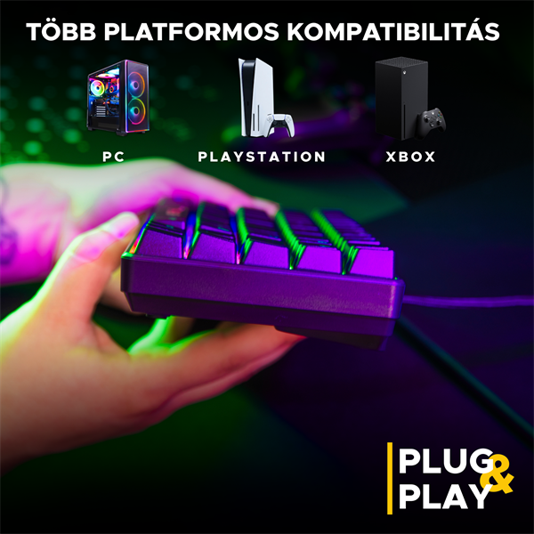 The G-Lab Gaming kit - 2 in 1 COMBO HYDROGEN B/HU  TKL billentyűzet  egér  6200 DPI RGB USB-A Fekete HU