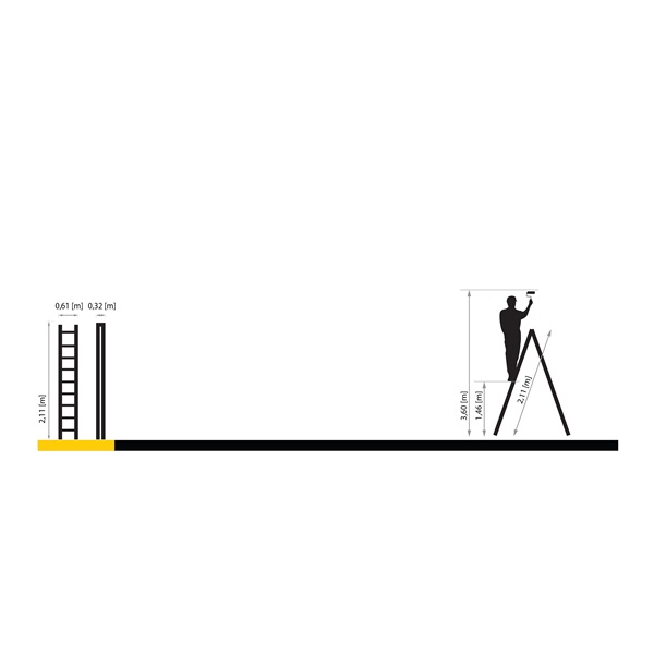 DRABEST STANDARD 2x7 lépcsős fa létra, összecsukható