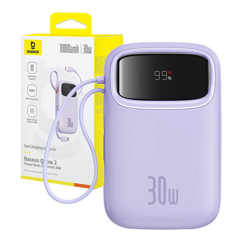 Baseus QPow 2 10000mAh  30W  2xUSB-C powerbank Lila 