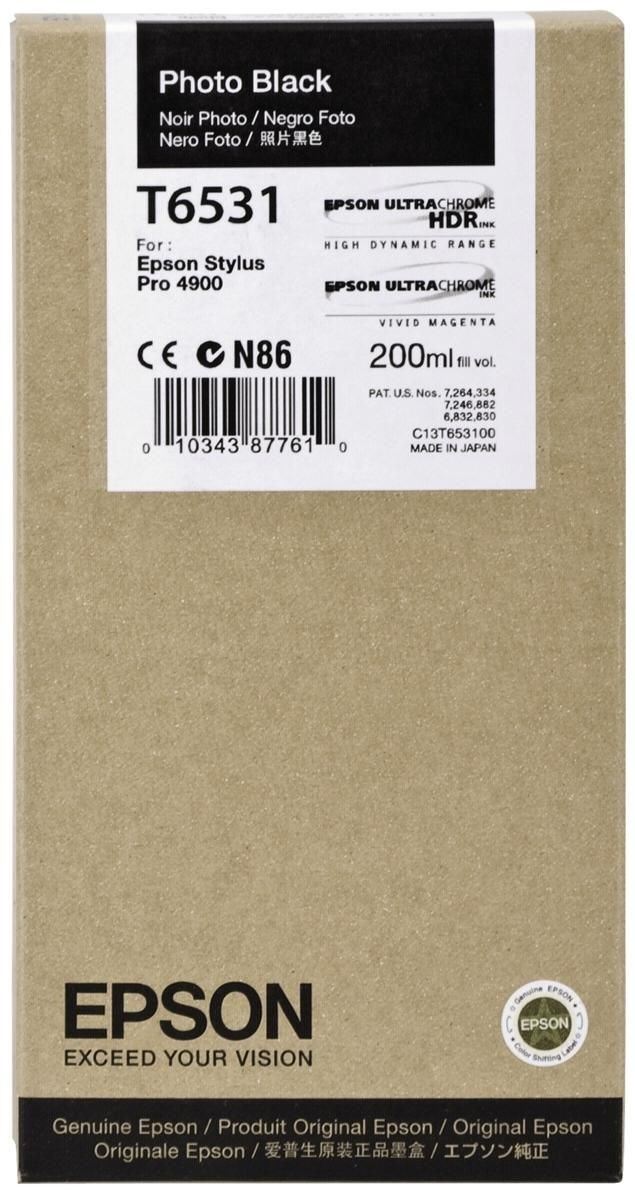 Epson T6531 tintapatron fotó fekete 200ml Eredeti