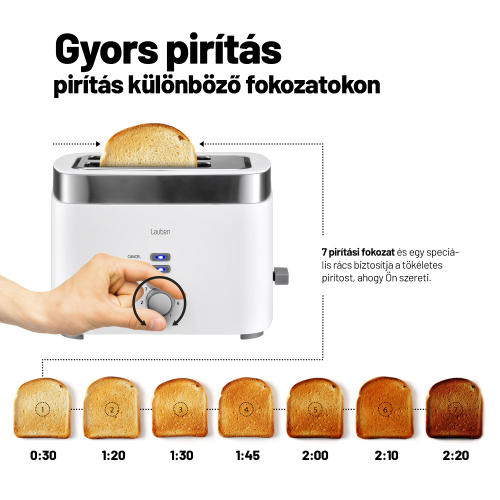 Lauben Toaster T17WS Kenyérpirító Fehér