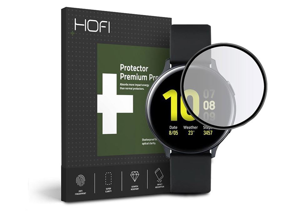 HOFI Hybrid Glass Huawei Watch Active 2 (44mm) üveg képernyővédő fólia fekete kerettel (FN0010)