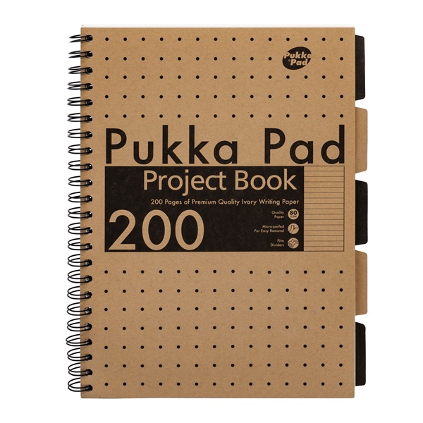 Pukka Pad Project Book Kraft Recycle A4 200 oldalas vonalas spirálfüzet Pukka Pad Project Book Kraft Recycle A4 200 oldalas vonalas spirálfüzet