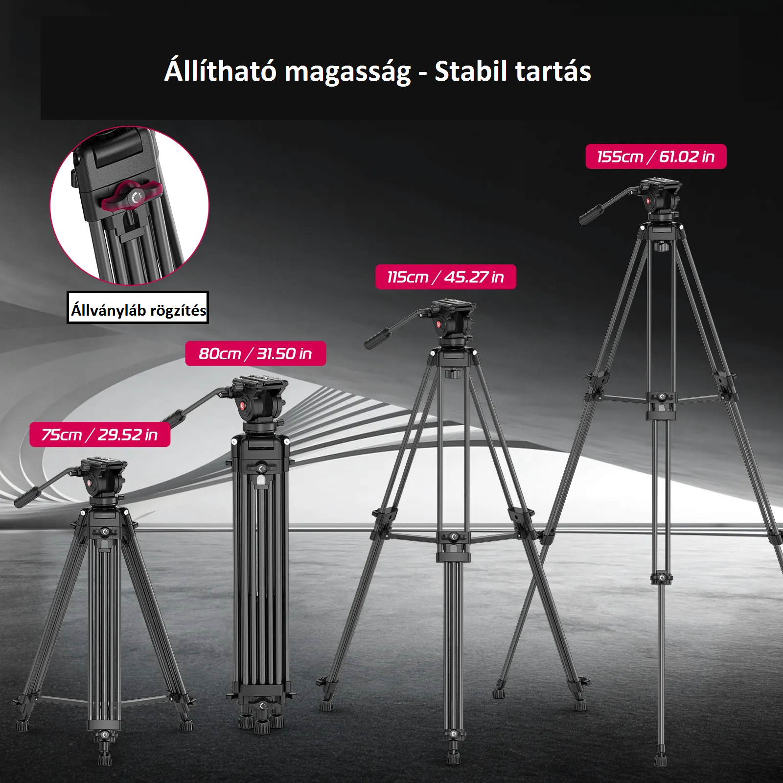 Ulanzi MT-81, T080GBB1 nagy teherbírású videó állvány, fluid videófejjel