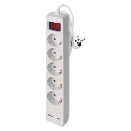 Emos P1523CU 3m / 5 aljzat USB A + C / 1,5 MM2 Hosszabbító  