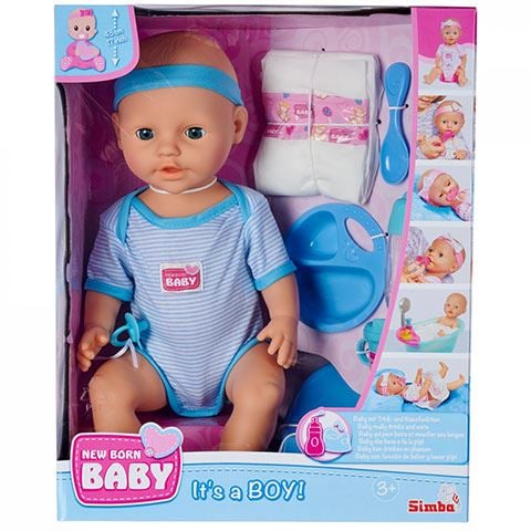 Simba Toys New Born Baby pisilos fiú baba kiegészítőkkel (105030044)