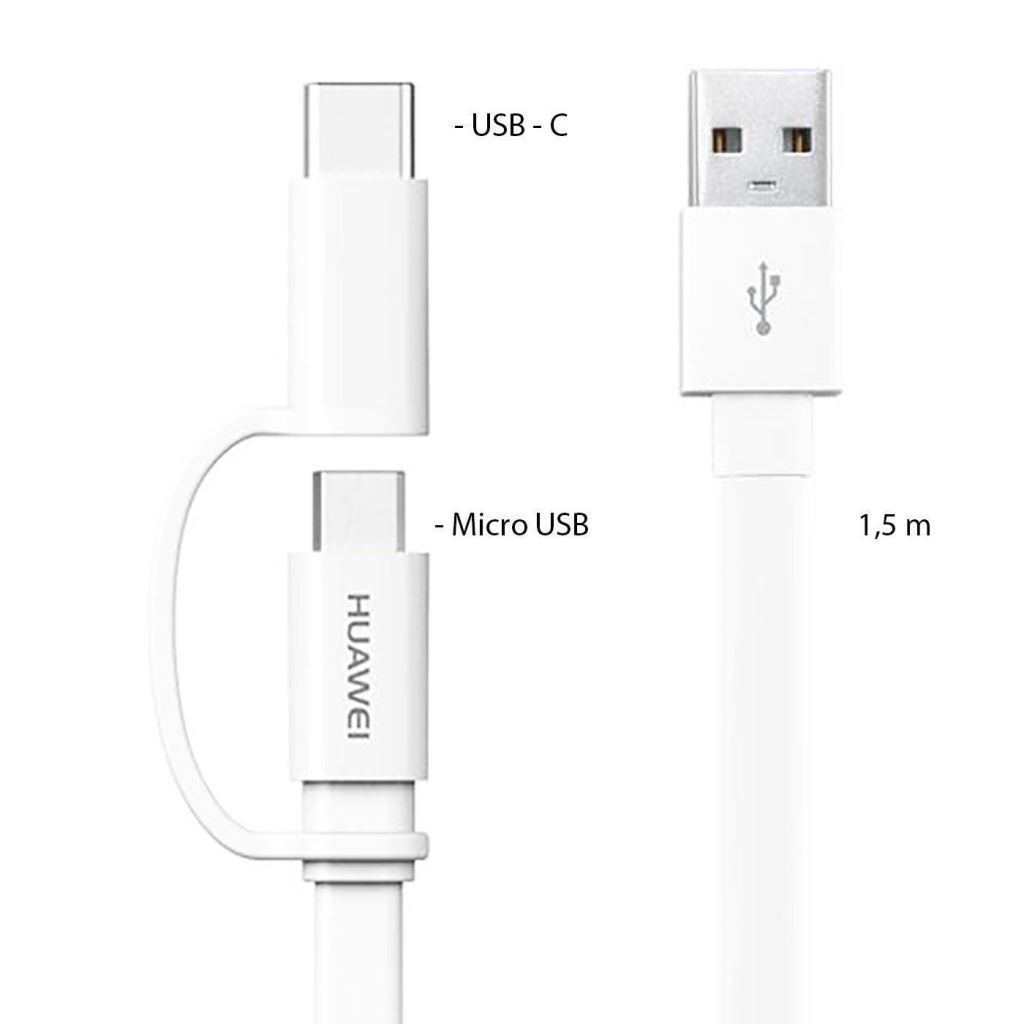 Huawei AP55S USB --> Micro USB / USB Type-C kábel fehér  (04071417)