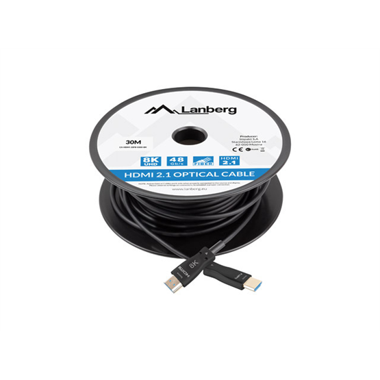 Lanberg HDMI v2.1 M/M 8K@60Hz DSC használatával, összekötő AOC kábel   30 méter