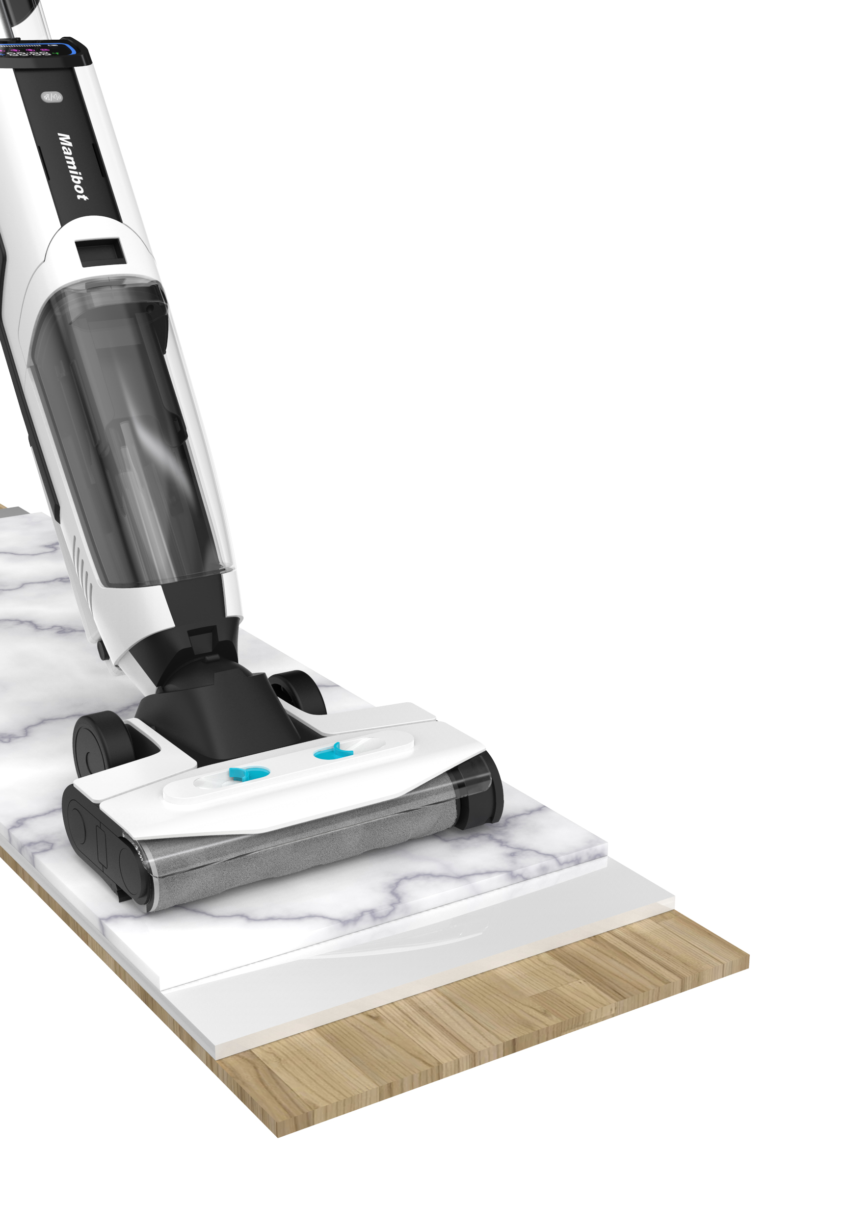 Mamibot vezeték nélküli álló porszívó, felmosóval, Wet Dry vacuum cleaner Flomo I plus, fekete-fehér