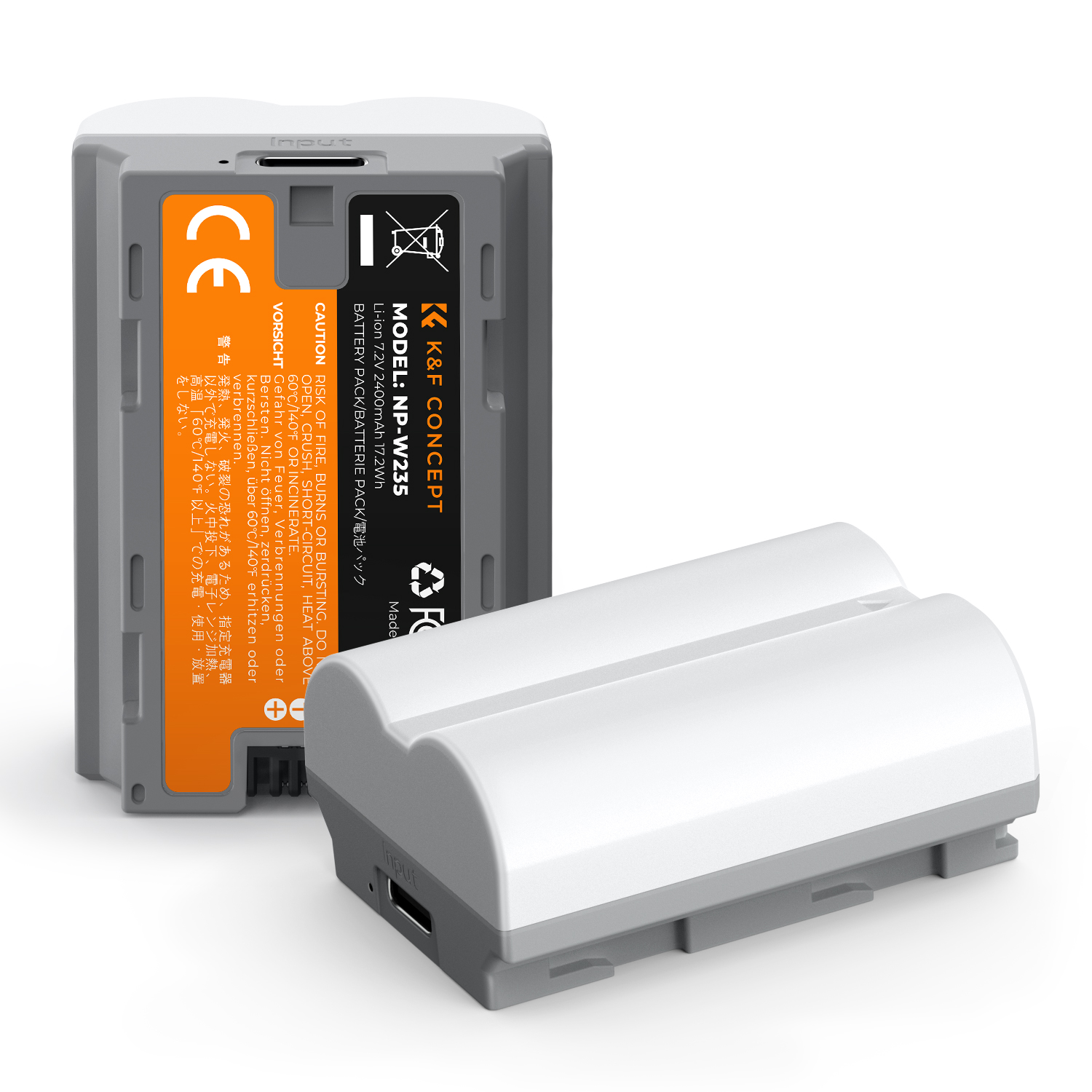 K&F Concept NP-W235 akkumulátor 2400mAh, USB-C csatlakozóval