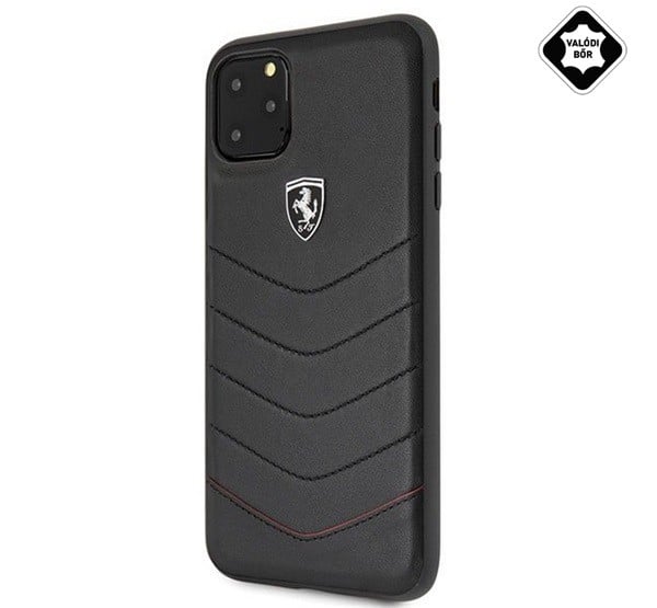 CG MOBILE Ferrari Scuderia műanyag telefonvédő (valódi bőr hátlap) FEKETE [Apple iPhone 11 Pro Max]