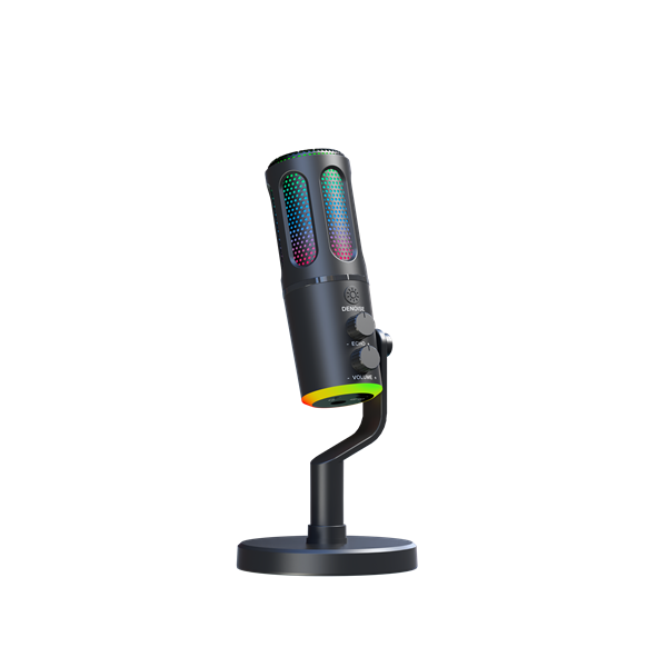 The G-Lab Mikrofon - K-MIC-NEON (3.5mm Jack csatlakozó, RGB, DUAL-CHANNEL CARDIOID, ENC, fekete)