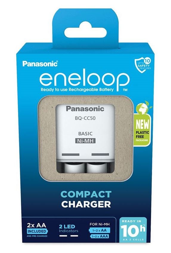 Panasonic BQ-CC50 AA/AAA akkumlátor töltő + 2db AA 2000mAh akkumulátor (K-KJ50MCD20E)